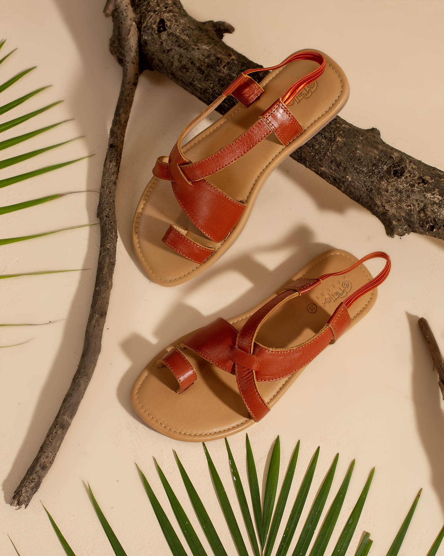 Burnt Orange belt flats