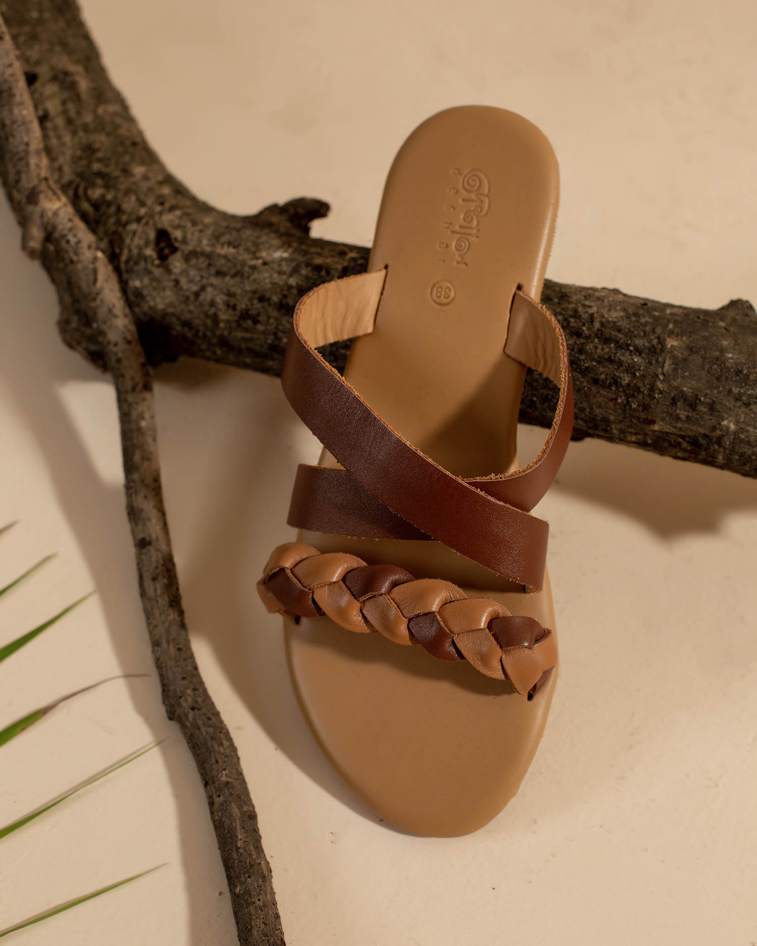 Leather Plait Flats
